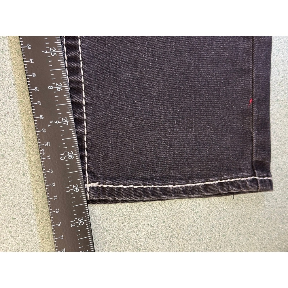True Rebel 900 Series Lando Black Slim Fit Jeans Red White Stitch 36x30 808 NEW - Picture 7 of 10